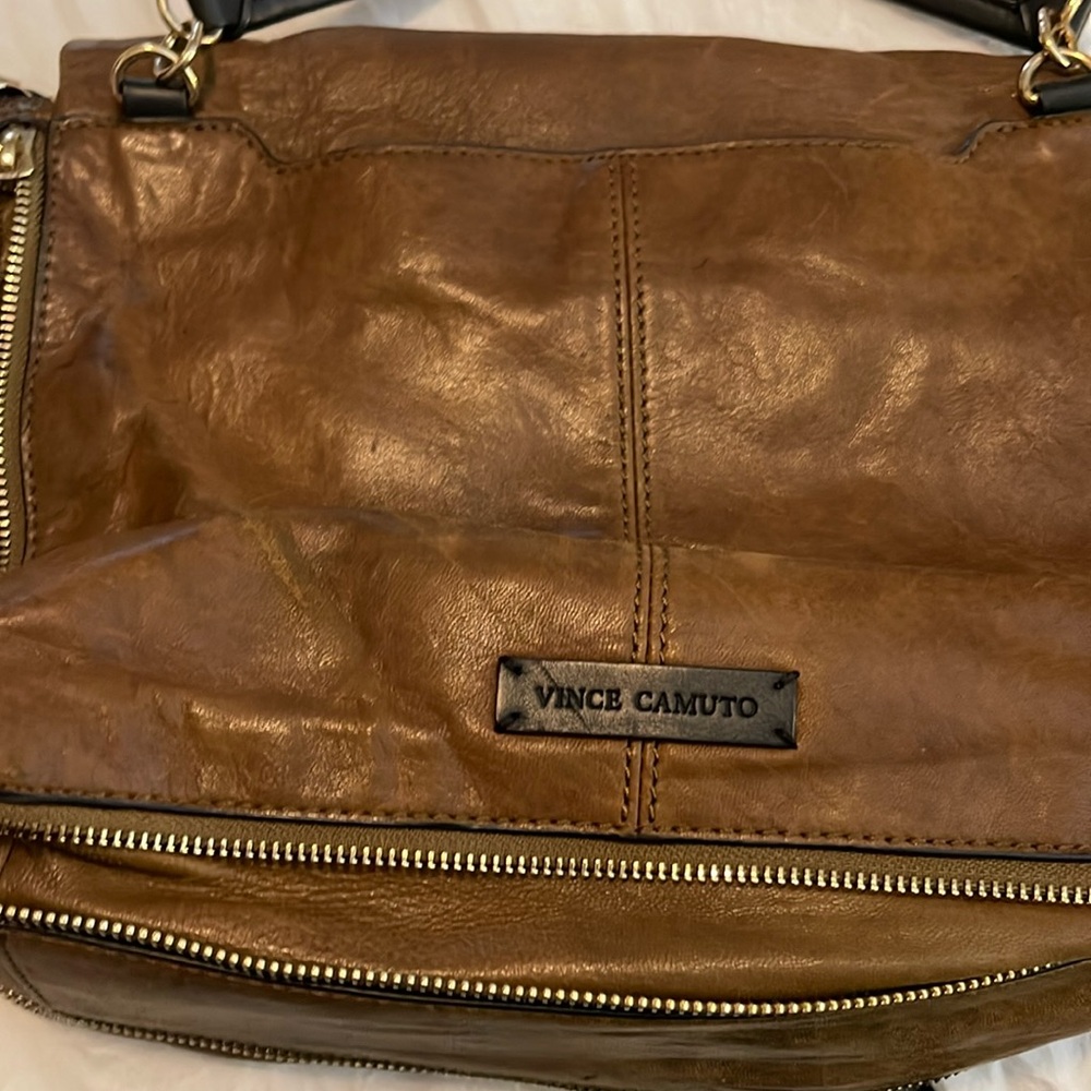 Dark brown Vince Camato large cross body bag leather
